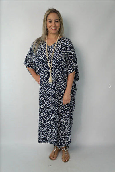 Kaftan Long - Navy Print