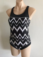 Action Back Chlorine Resistant One Summer One Piece -  Black/White Aztec Print