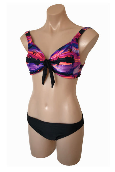 Ocean Curl - Rhonda Bikini Top - Purple Print