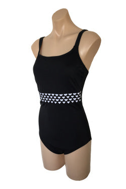 Amoena One Piece with Soft Cups - Black / White Print