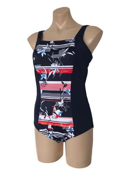 Amoena - One Piece - Navy with Red/White/Navy Front Panel