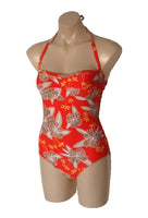 Ocean Curl - Bandeau One Piece - Red Print